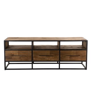 Meuble TV industriel 3 Tiroirs SIXTINE en bois et métal